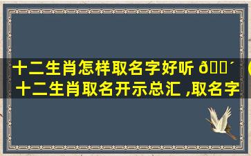 十二生肖怎样取名字好听 🌴 （十二生肖取名开示总汇 ,取名字不再难）